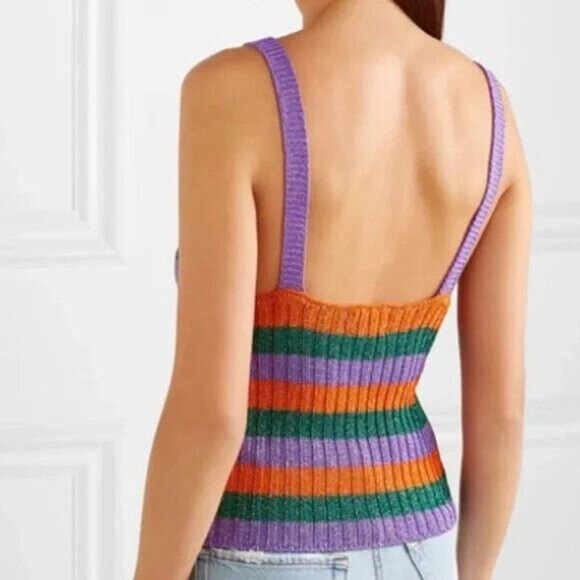 GANNI Tank Top Striped Metallic Knit - Picture 5 of 9